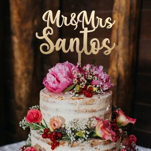 Rustic Wedding Cake Topper, Custom Script Cake Toppers for Wedding, Personalized Wedding Cake Topper, Mr & Mrs Names Cake Toppers