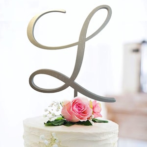 Letter Wedding Cake Toppers, Initial Cake Topper, Wooden Wedding Toppers, Gold Cake Topper, Custom Cake Topper, Personalized cake topper L