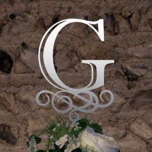 Adorno para tarta g, adorno para tarta de boda personalizado Sr. Sra. Adorno para tarta, adornos para tarta de boda, adorno para tarta rústico, Adorno para tarta con el apellido G