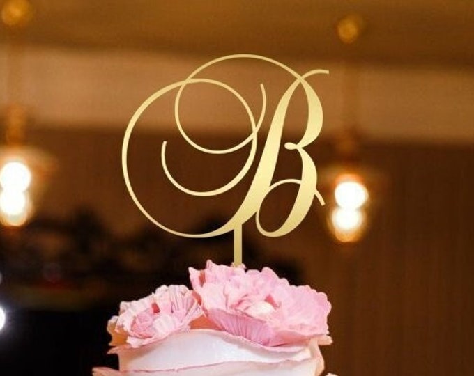Personalised Wedding Cake Topper Custom Initials & Date Wooden Gold ...