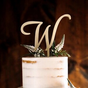 Gold Wedding Cake Topper, Letter Cake Topper, Initial Cake Topper, Personalised Cake Topper, Wooden Wedding Toppers, Gold Cake Topper W