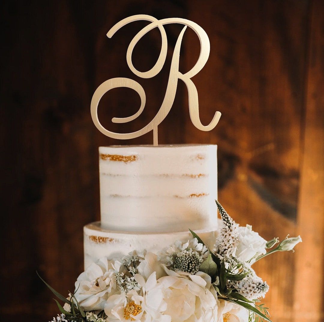 R Letter Cake Topper for Wedding, Initial Cake Topper, Personalized ...