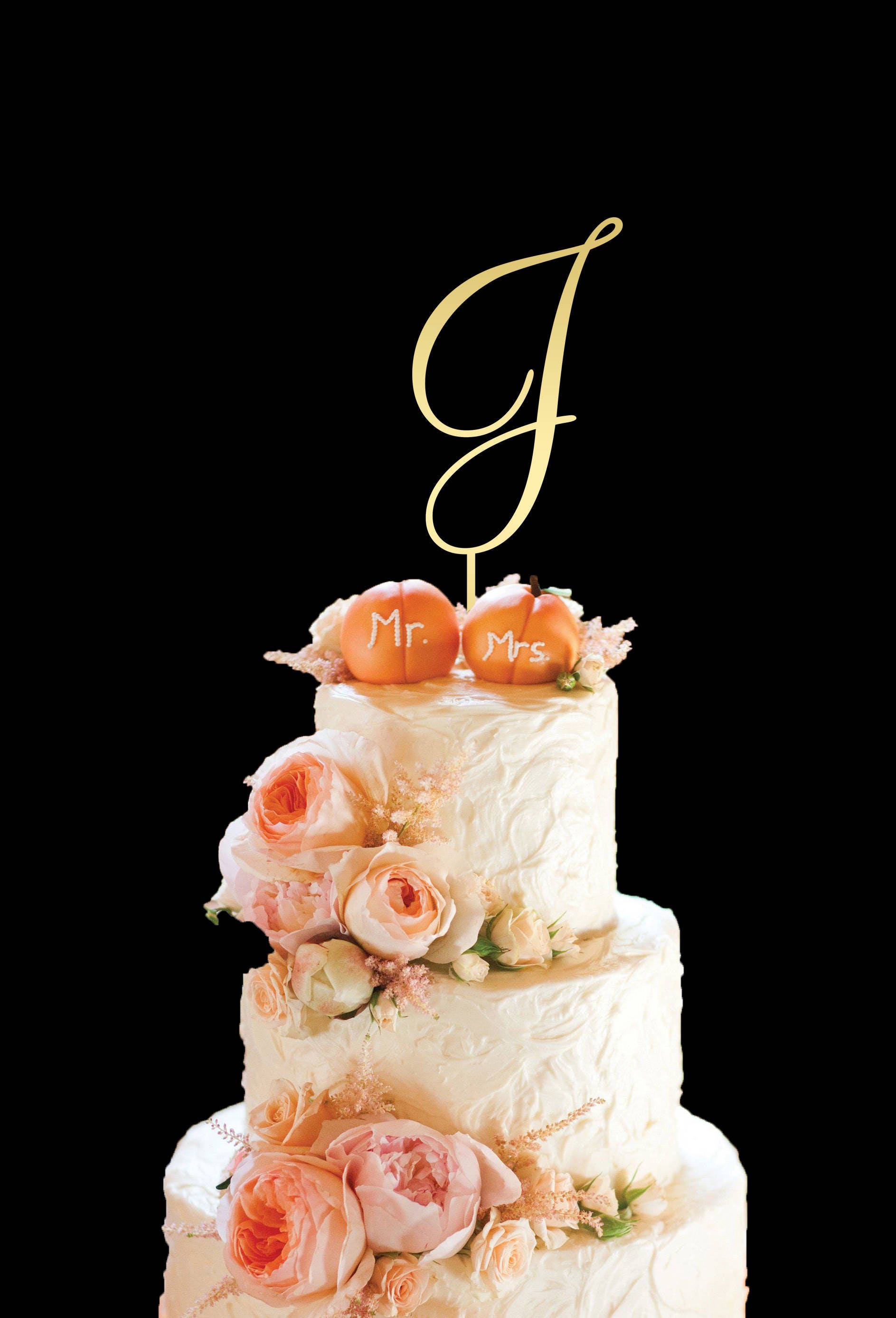 Wedding Cake Topper Letter J Cake Topper Initials Cake Topper Etsy