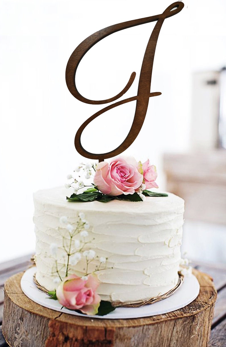 Wedding Cake Topper Letter J Cake Topper Initials Cake Topper Etsy