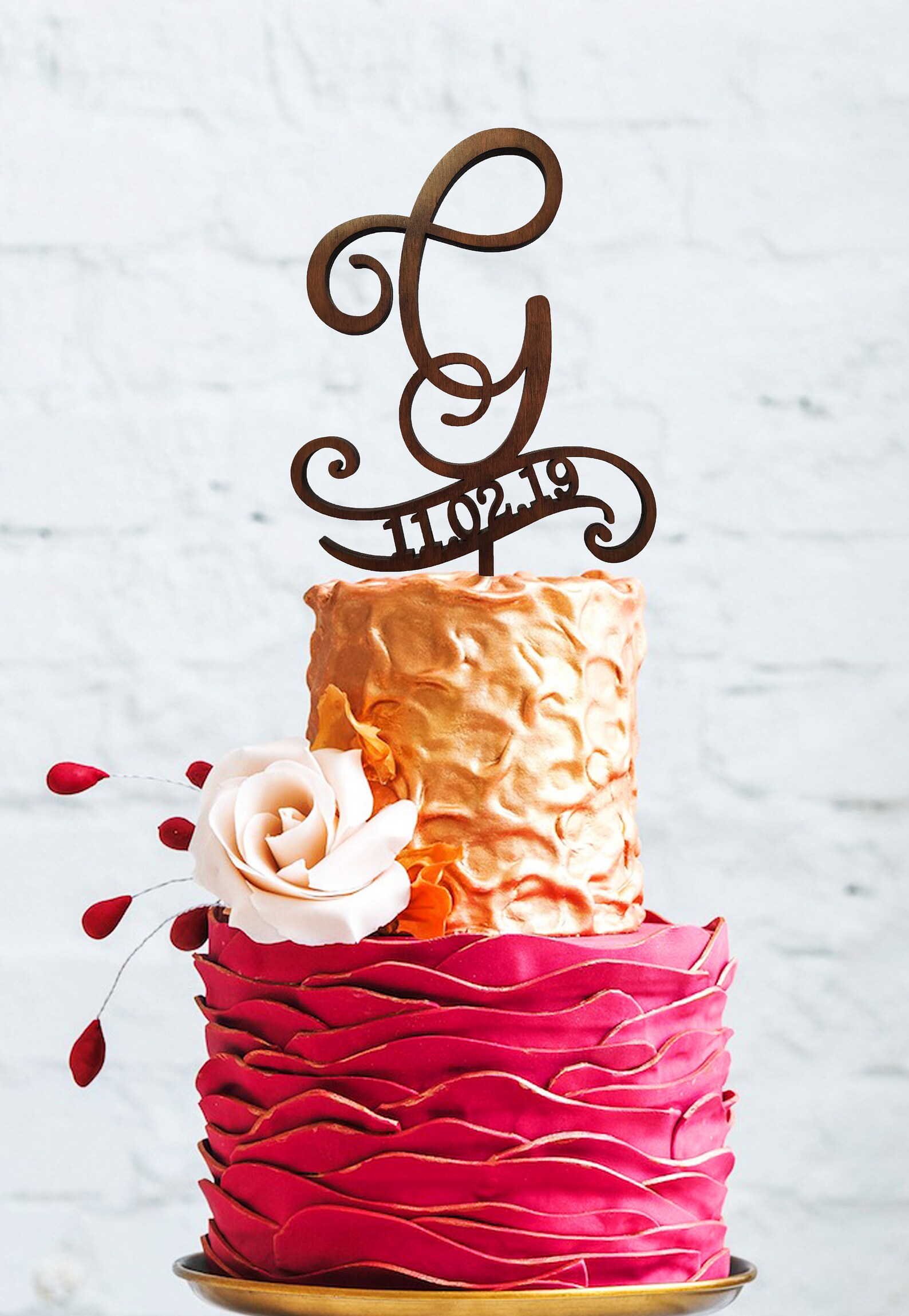G cake topper date Wedding cake topper g Cake toppers for Etsy