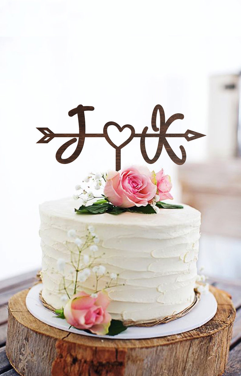 Arrow rustic wedding cake topper Initial cake toppers ...