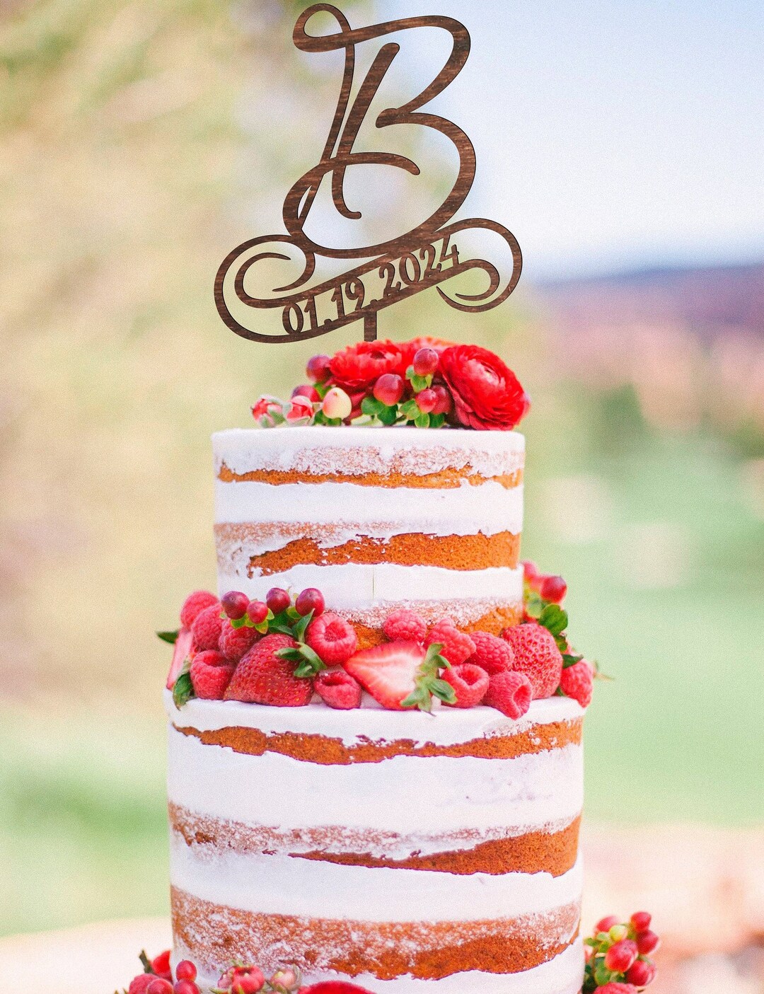 Cake Topper Inscription Sample Monogram Wedding Cake Topper, Initials Cake Topper, Mr and Mrs Cake ...