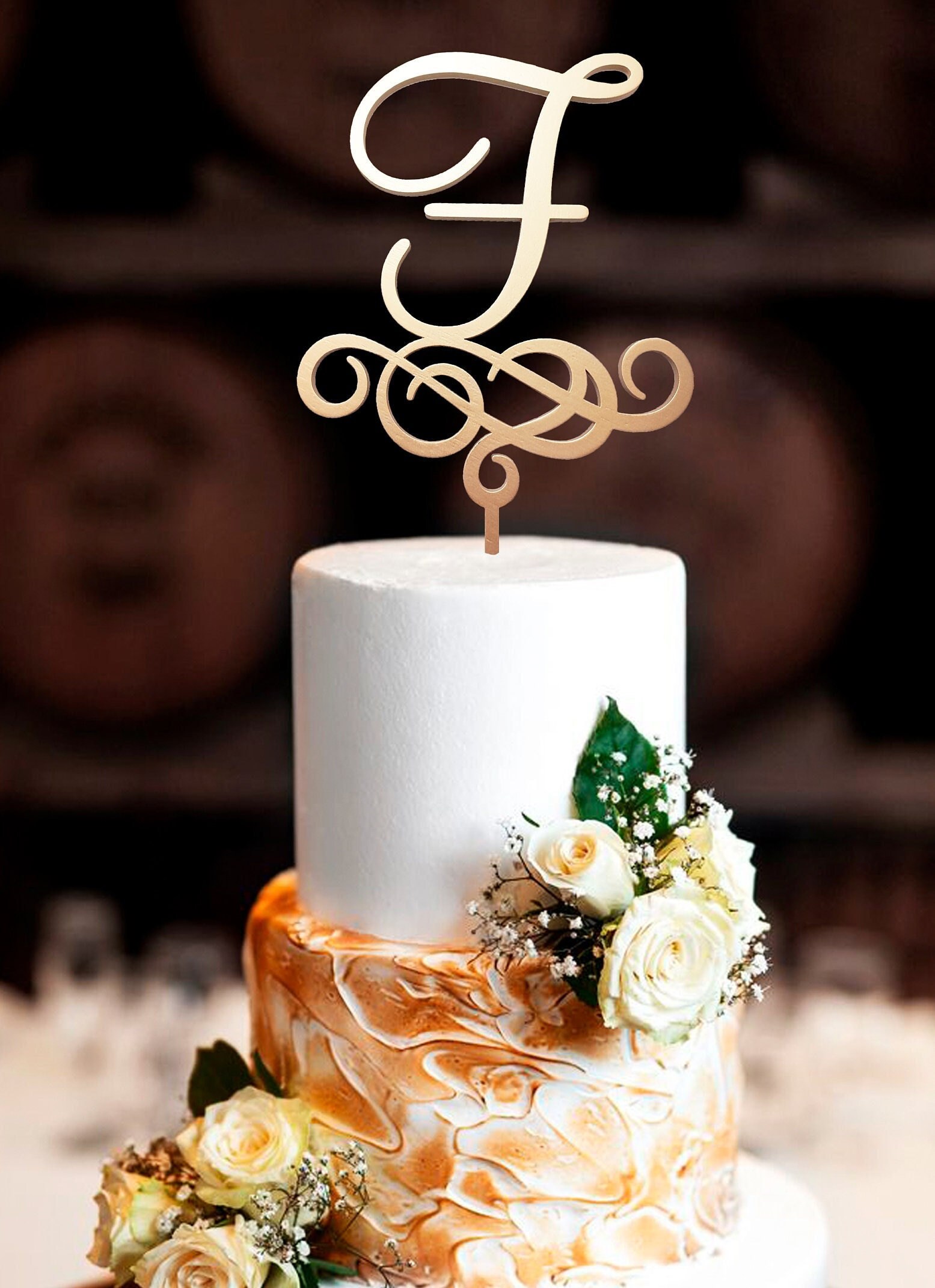 Fully Covered Crystal Monogram Wedding Cake Topper Letter - Letter H, 4.75 Inches Tall - View #6