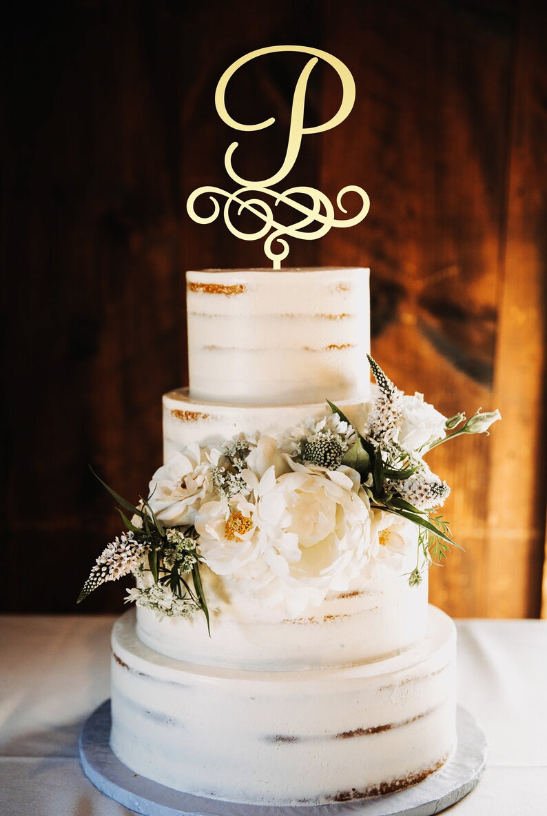 Wedding Cake Topper Letter P Cake Topper Initials Cake Topper Etsy