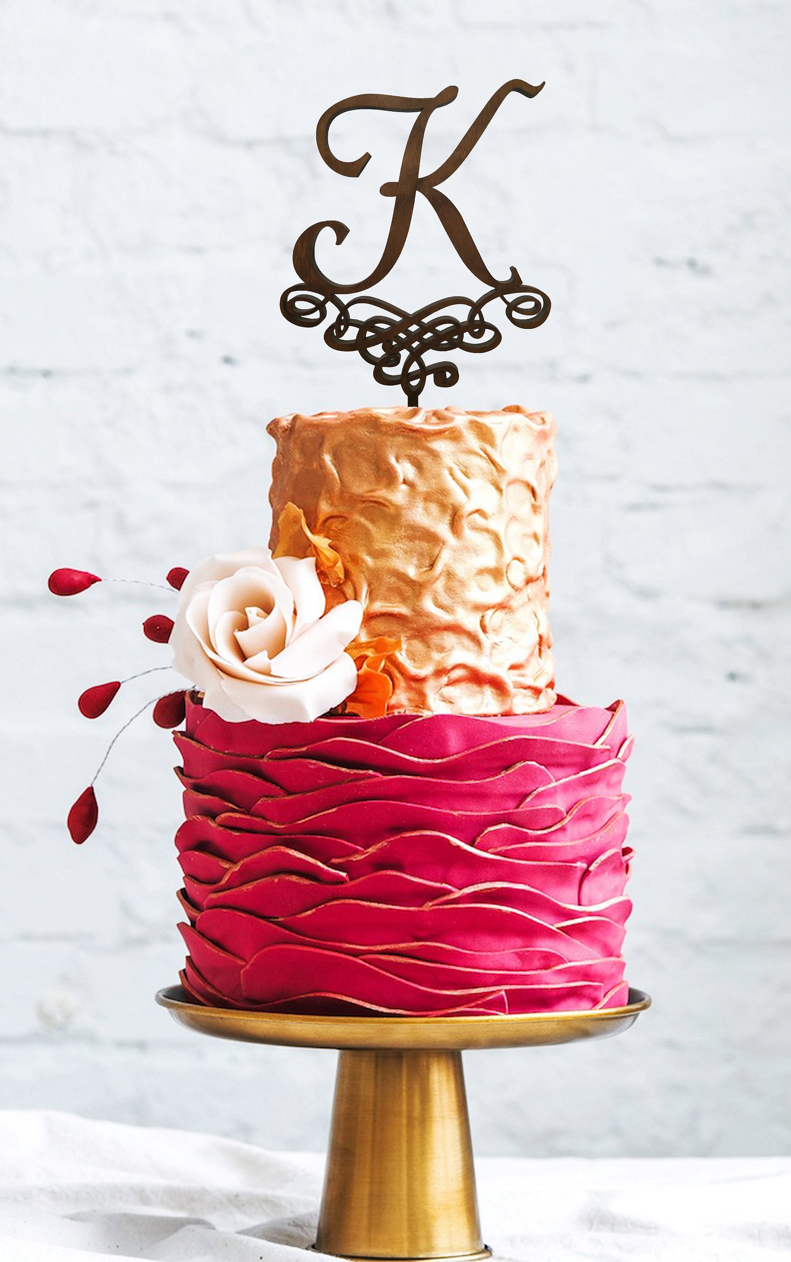 Wedding Cake Topper Letter K Cake Topper Initials Cake Topper Etsy