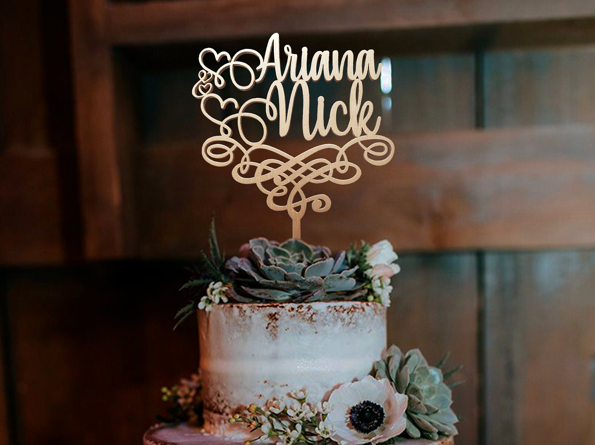 Wooden Mr Mrs Cut Out Cake Topper Weddng Cake Topper Personalsed - View #6