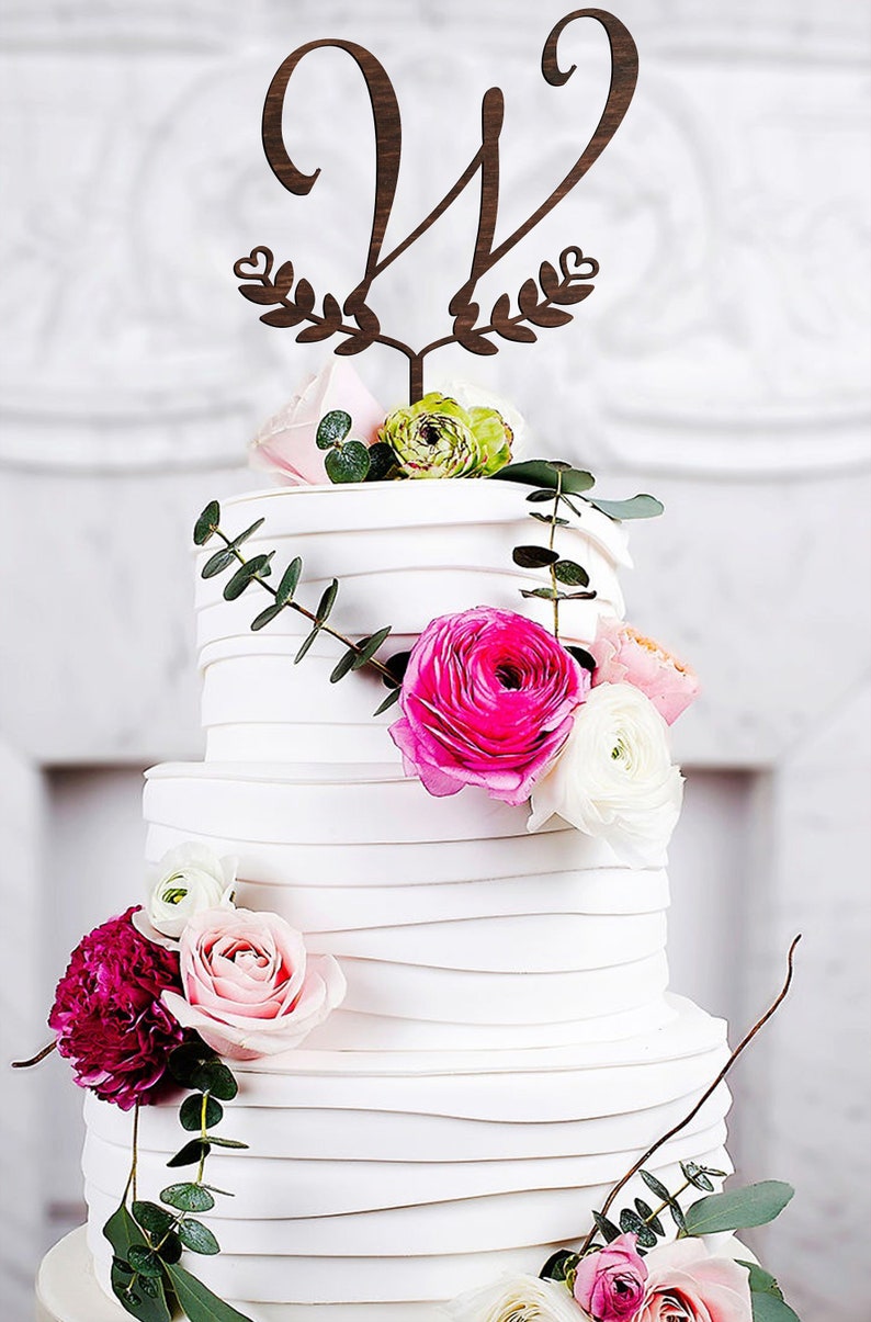 Monogram Cake Topper Letter W Monogram Cake Topper Wedding Etsy