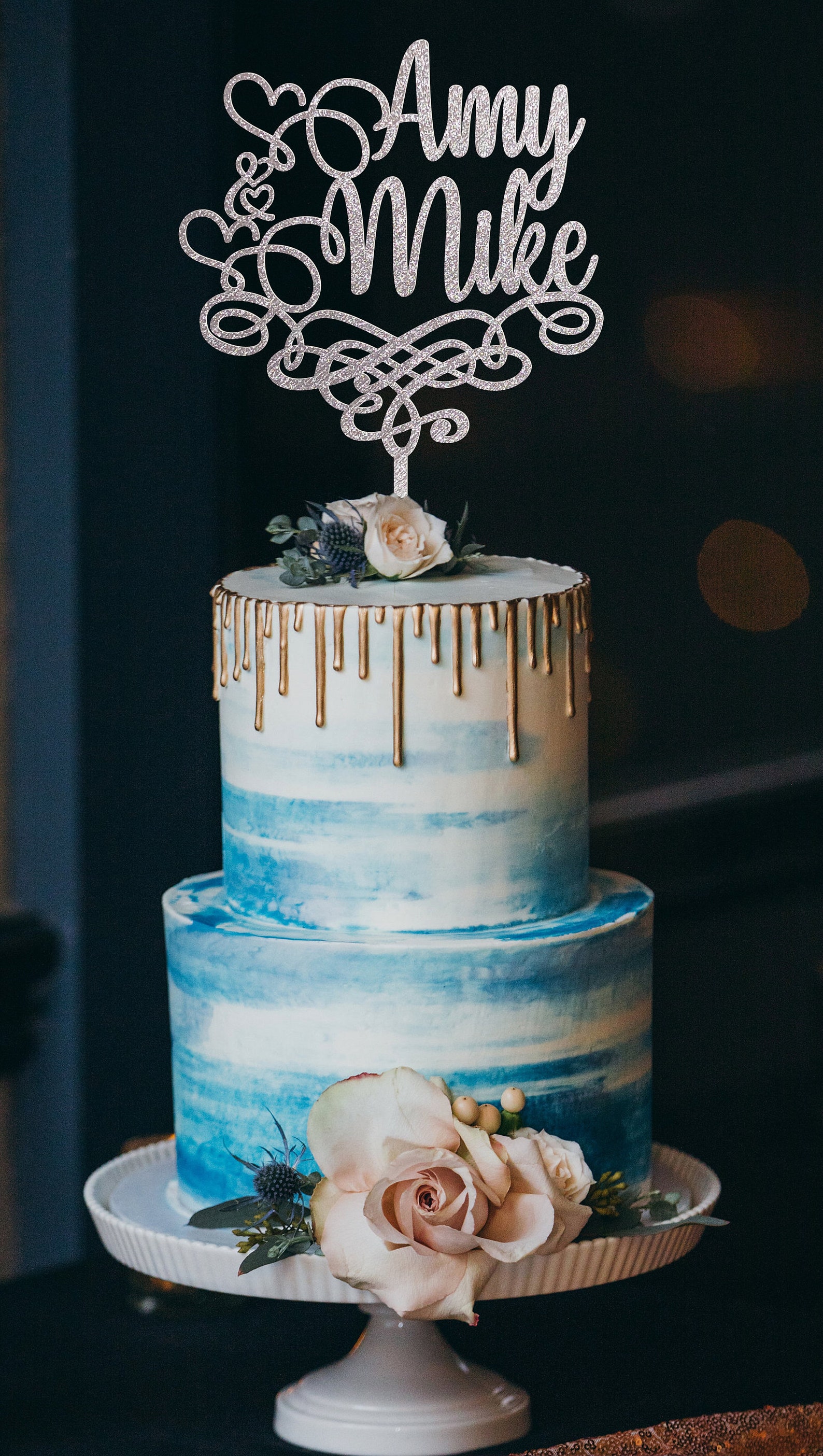 Gold wedding cake toppers Gold Cake topper for Wedding Etsy