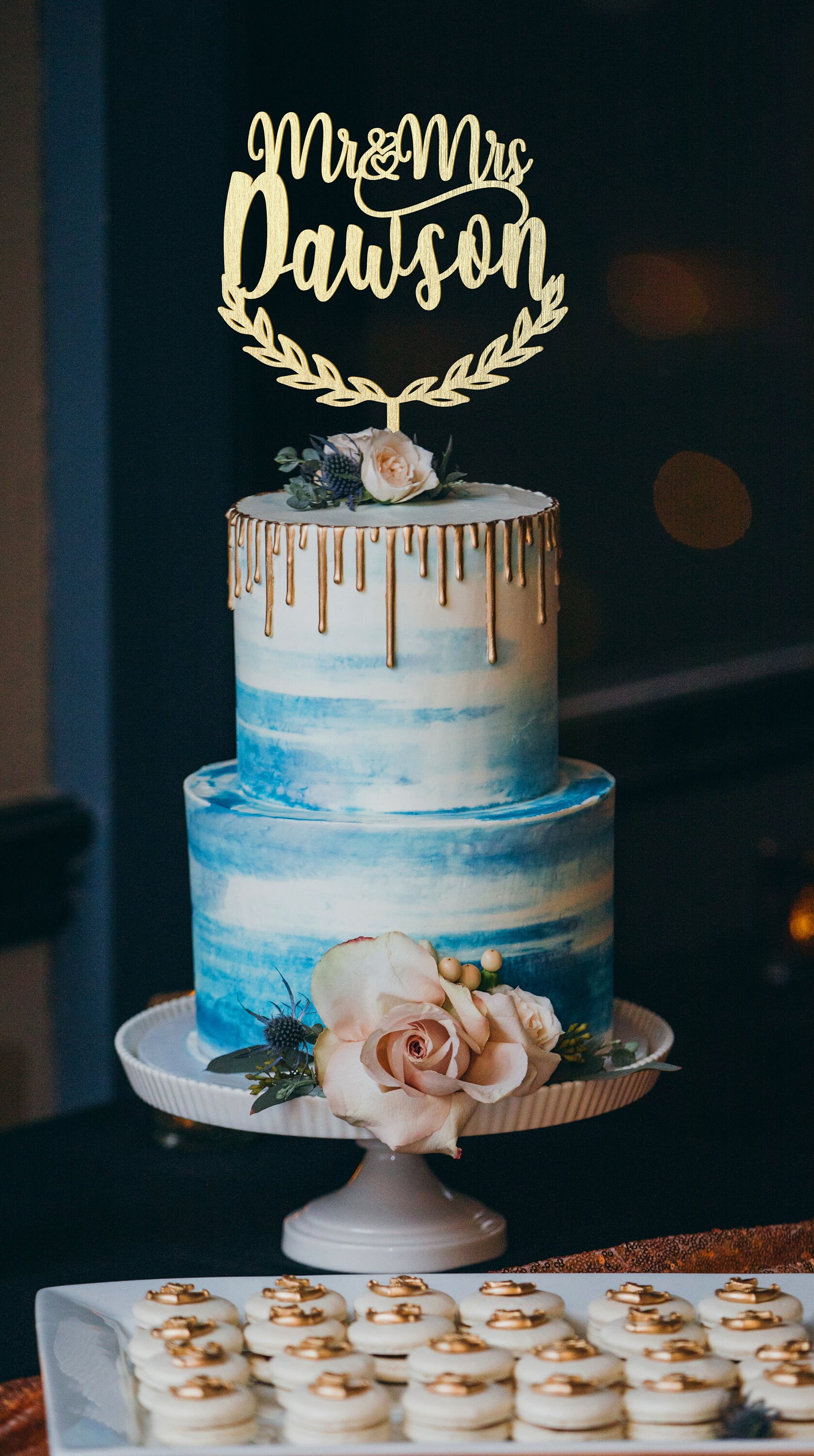 Elegant Rustic Cake Topper Mr and Mrs Wedding cake topper