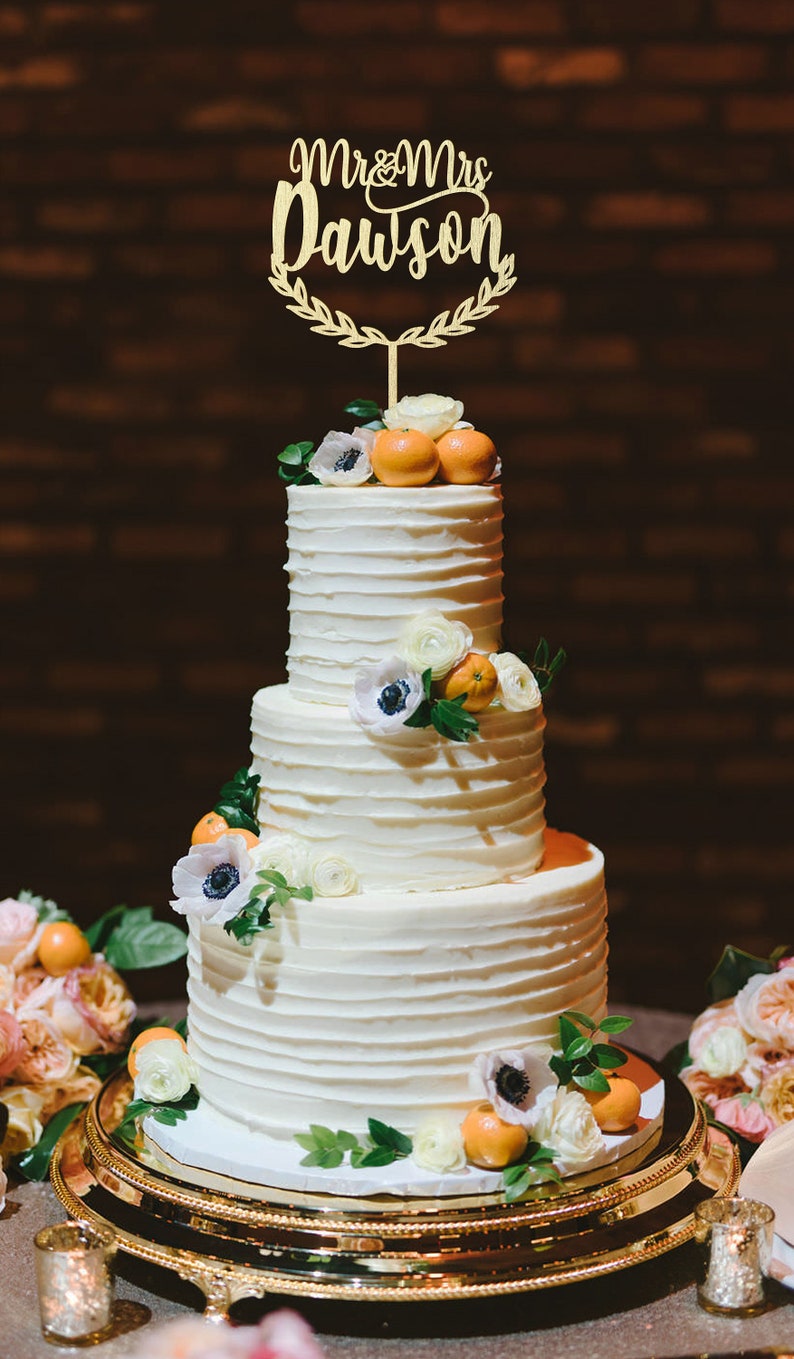 Elegant Rustic Cake Topper Mr and Mrs Wedding cake topper personalized surname cake topper Cake Toppers for Wedding Custom Cake Topper