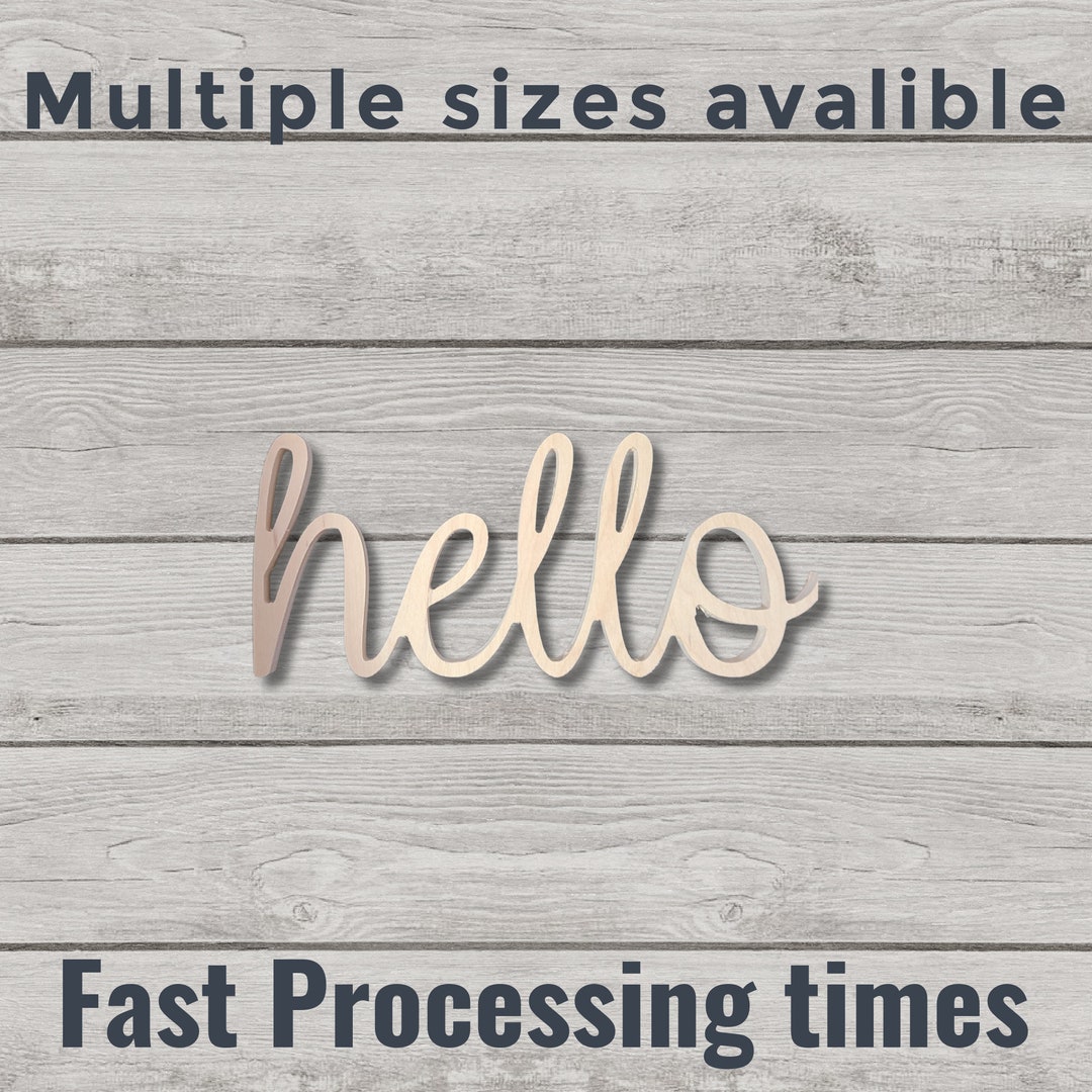 Unfinished Wooden hello Cutout Wood Lettering Wreath Supplies Blank