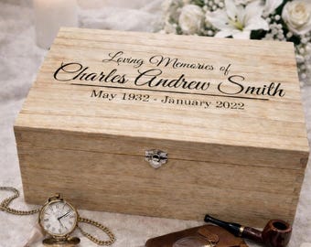 Large Personalised Engraved Wooden Loving Memories Bereavement Keepsake Box