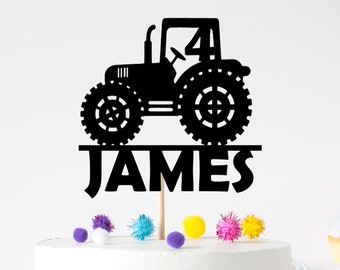 Personalised Tractor Happy Birthday cake topper, Digital Download, png, svg, jpeg, pdf, cut files for Cricut or Silhouette