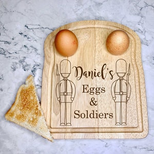 Gepersonaliseerde eieren en soldaten houten dippy eierbord