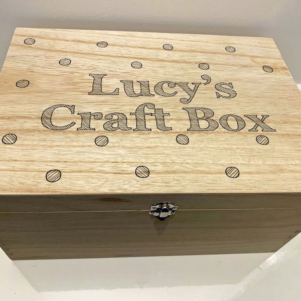 Large Personalised Engraved Wooden Craft Sewing Box