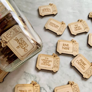 Personalised Engraved Wooden Christmas Movie Tokens, Chocolate advent alternative, Advent inserts, Engraved tokens, Christmas advent,