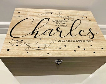 Personalised Baby Memory Box with Shooting Stars