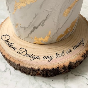 Rustic Wood Slice Cake Stand: Custom designs for Wedding, Birthday, Anniversary