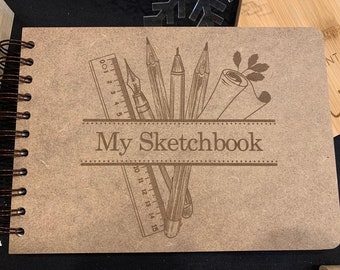 Personalised Engraved Board A4 A5 Plain Paper Sketchbook, Sketch Book, Doodles, Drawing, Art Pad