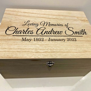 Large Personalised Engraved Wooden Loving Memories Bereavement Keepsake Box