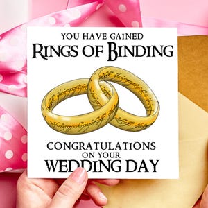 Congratulations Wedding Card, Rings of Binding LoTR Card, The One Ring Wedding Day Card, Geeky Wedding Card, Wedding Ring Card