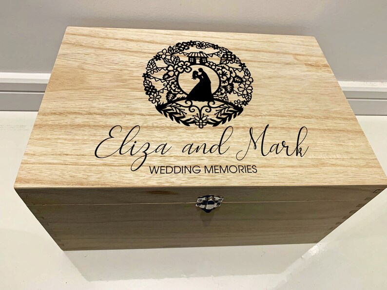 Large Personalised Engraved Wooden Wedding Keepsake Memory Box With ...