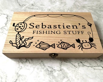 Personalized Engraved Wooden Fishing Tackle Box