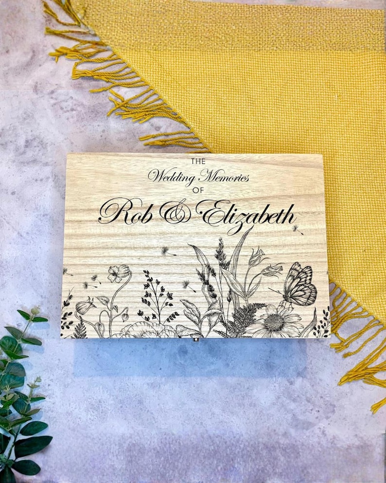 Large Personalised Engraved Wooden Wedding Keepsake Memory Box With ...