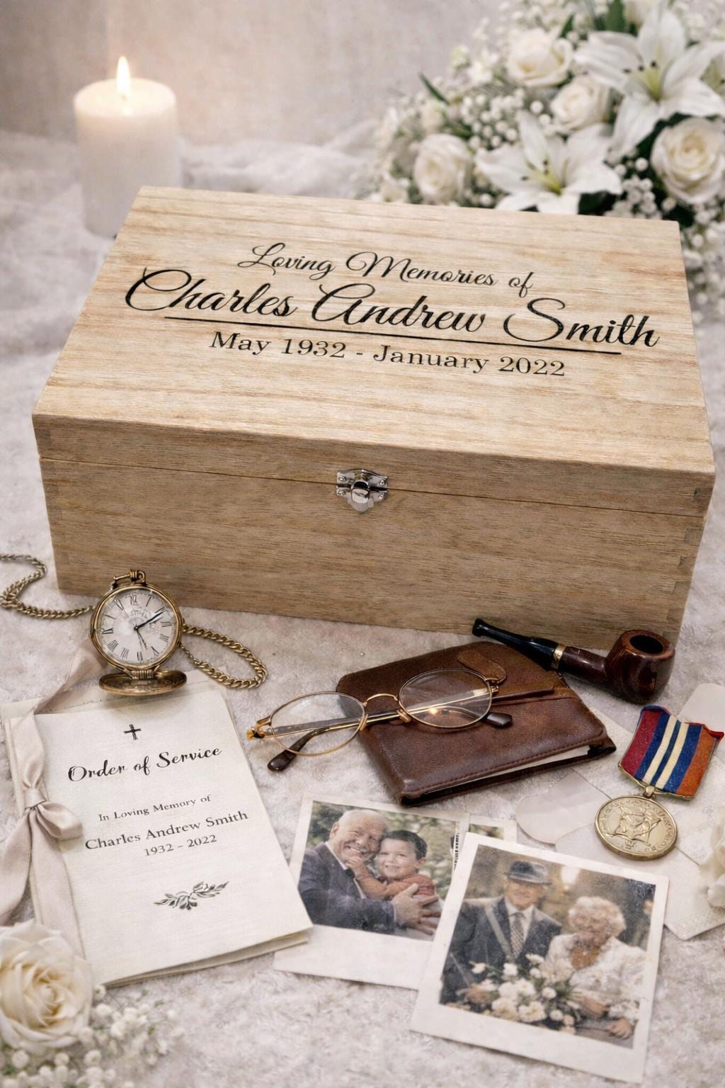 Large Personalised Engraved Wooden Loving Memories Bereavement