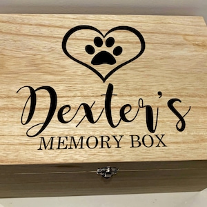 Large Personalised Engraved Wooden Pet Pawprint Memory Keepsake Box image 9