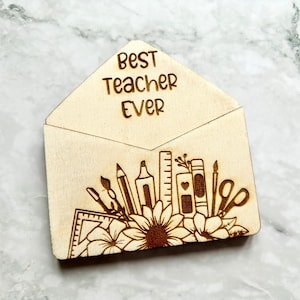 Porta-cartão-presente personalizado com envelope gravado para professor, presentes para professores, porta-vale-presente, o melhor professor de todos os tempos