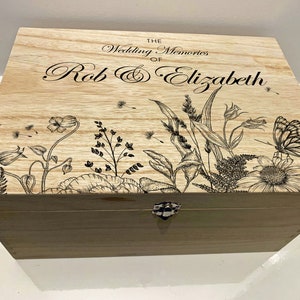 Large Personalised Engraved Wooden Wedding Keepsake Memory Box With ...