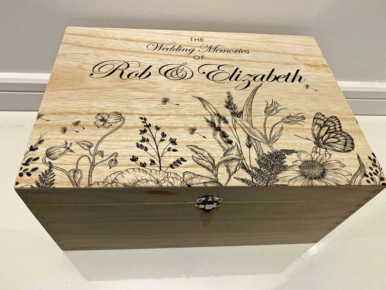 Large Personalised Engraved Wooden Wedding Keepsake Memory Box With ...
