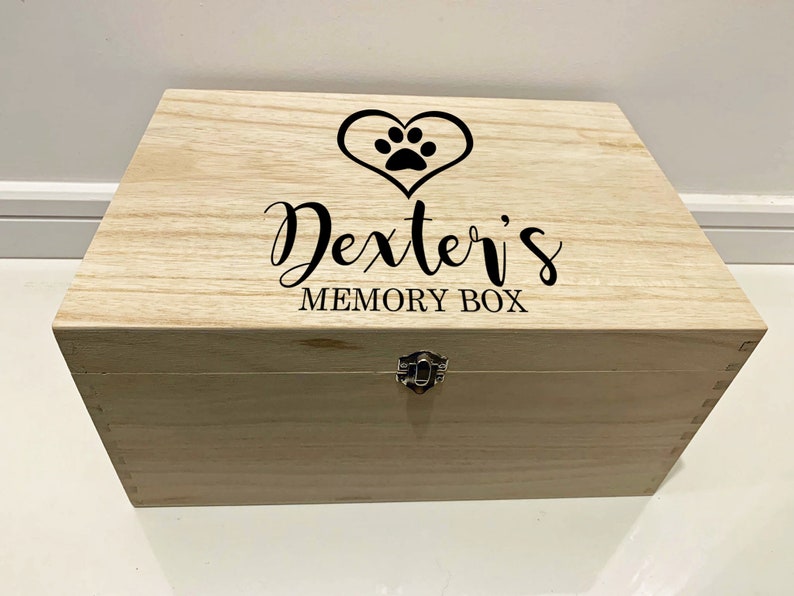 Large Personalised Engraved Wooden Pet Pawprint Memory Keepsake Box image 10