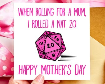 Nat 20 DnD Mothers Day Card, Critical Hit