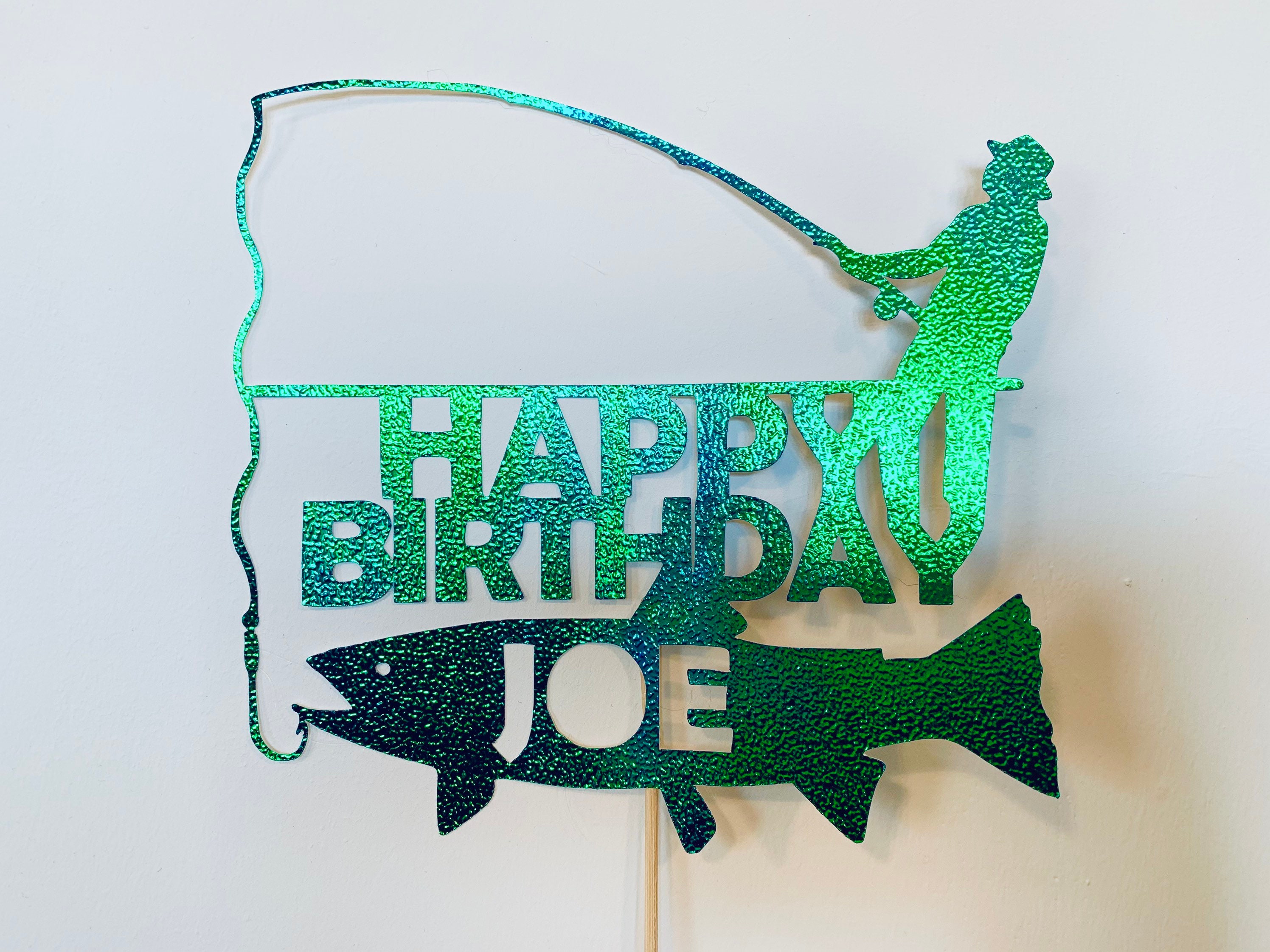Personalised Fishing Happy Birthday Cake Topper Etsy Australia