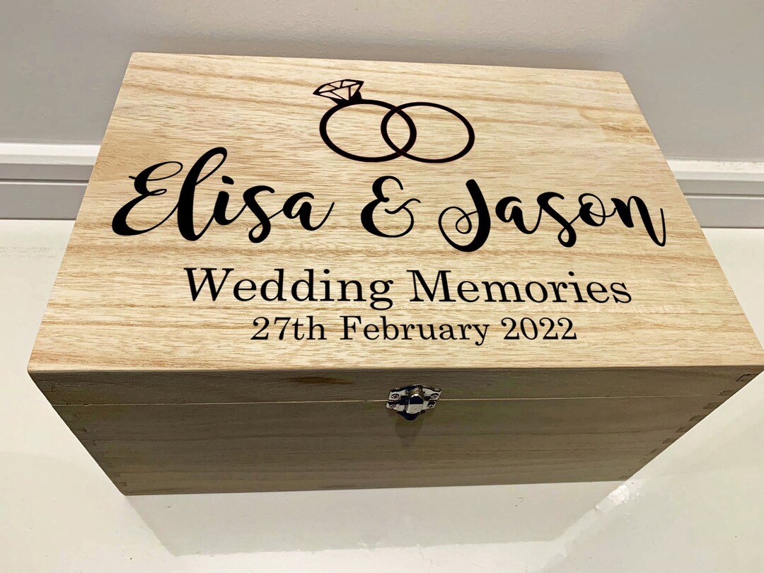 Large Personalised Engraved Wooden Wedding Memories Keepsake Box With ...