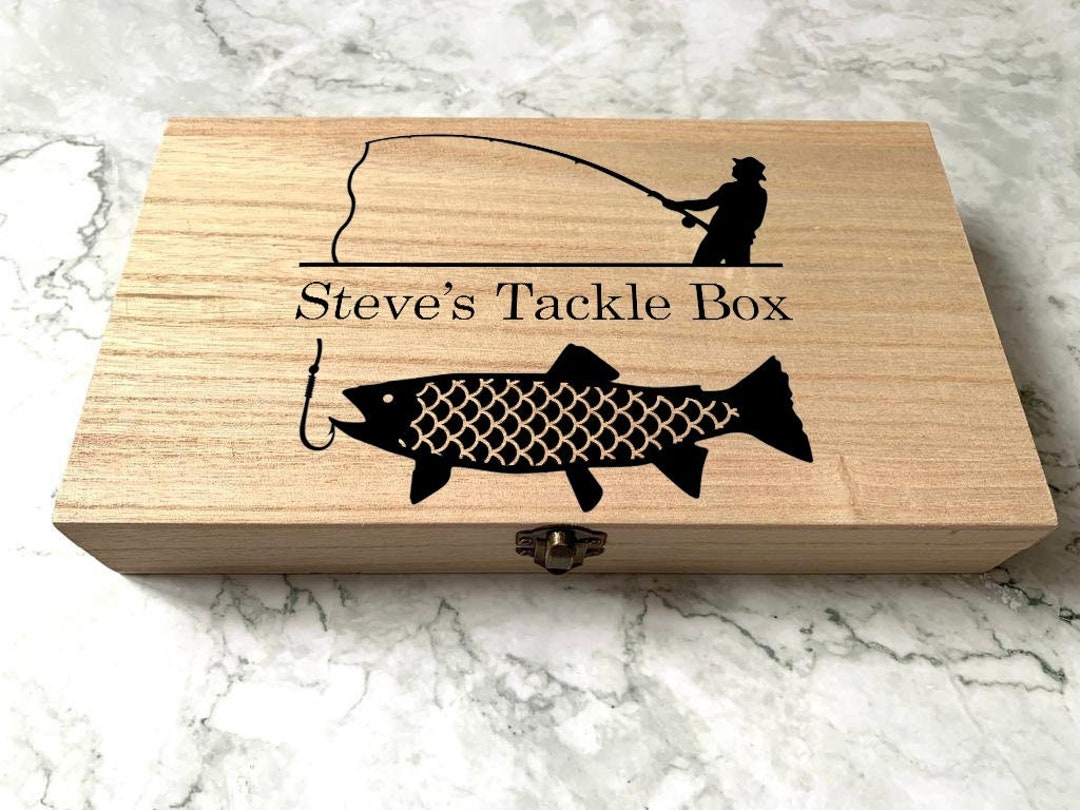 Personalised Engraved Wooden Fishing Box, Tackle Box With Fisherman and  Fish -  Canada