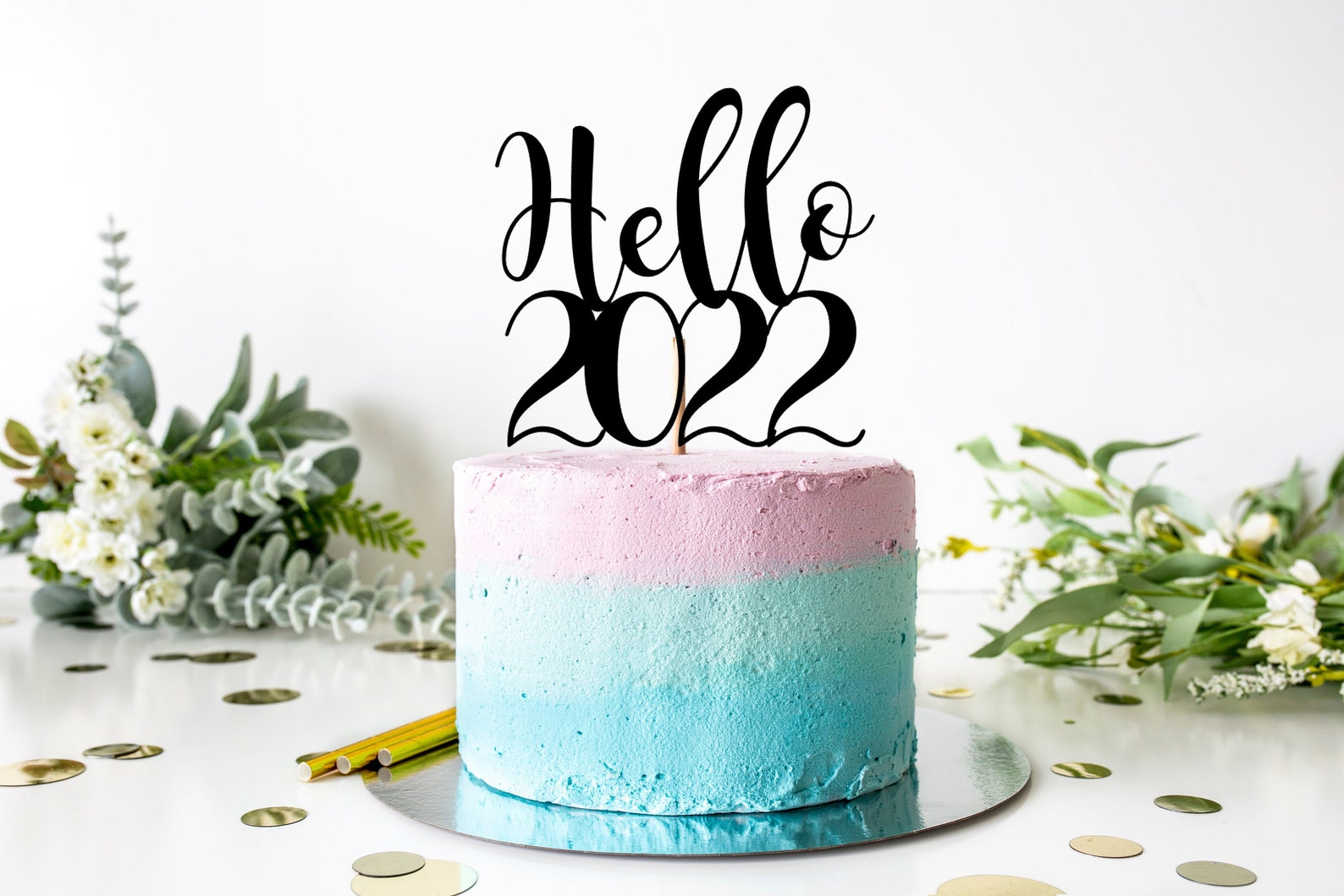 Hola 2021 2022 Torta de Pastel de Año Nuevo Etsy