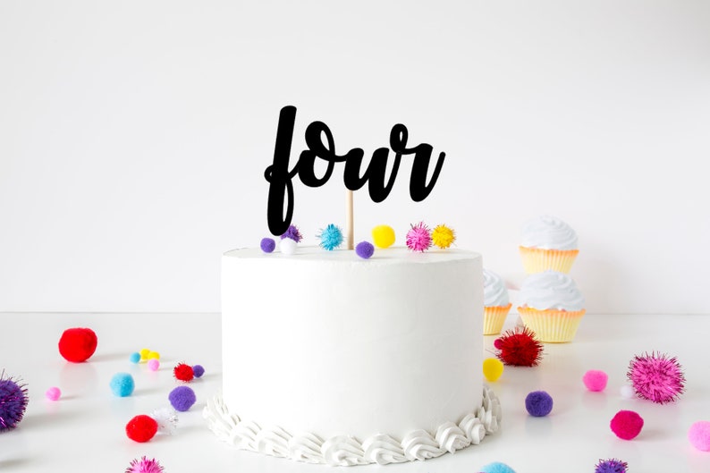 Four Age Fourth 4th Birthday Cake Topper