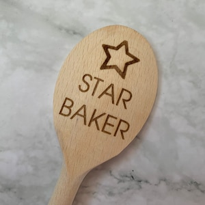 Personalised Star Baker Engraved 30cm 12inch Wooden Spoon