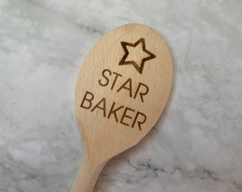 Personalised Star Baker Engraved 30cm 12inch Wooden Spoon