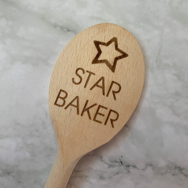 Cuillère en bois personnalisée Star Baker gravée 30 cm 12 pouces