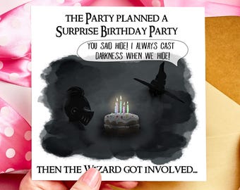 Funny DnD Birthday Card: Wizard Casts Darkness - RPG Gamer Greeting