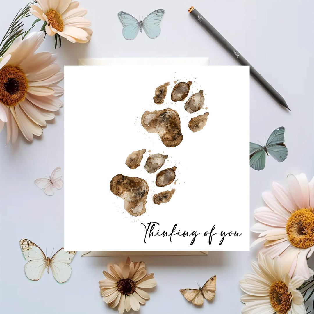 Dog Pawprint Sympathy Card: Pet Loss, Thinking of You - Etsy